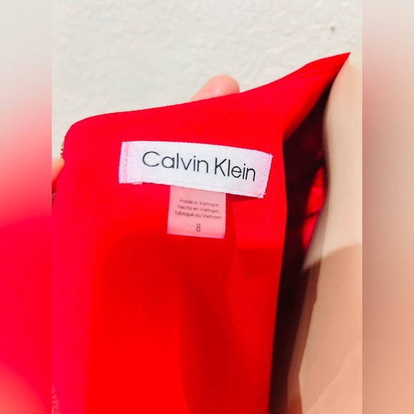 CALVIN KLEIN Jewel-Neck Puff-Sleeve Sheath Dress Women's size 8 - Picture 8 of 15